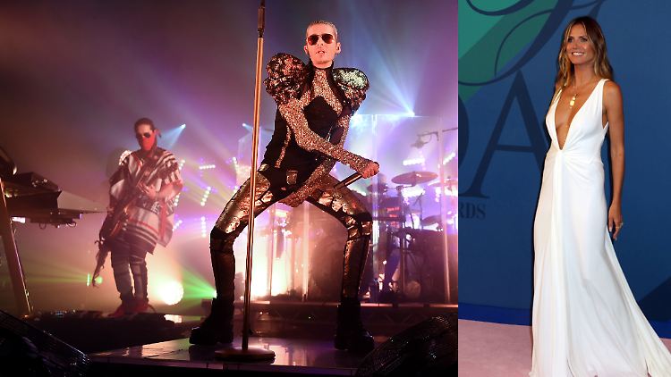 Gruppe und Fan: Tokio Hotel und Heidi Klum.