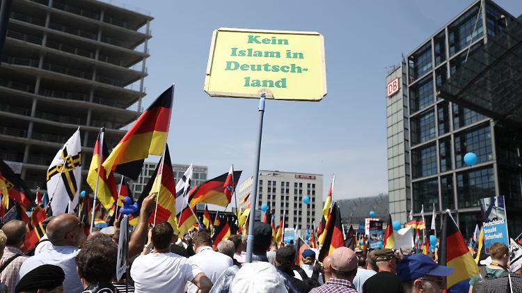 Bei einer Demonstration der AfD im Mai 2018 in Berlin.