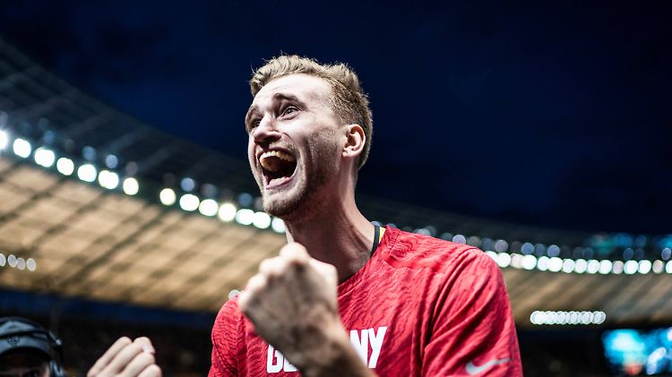 "Ich habe bei jedem Sprung von Anfang bis Ende 200 Prozent gegeben": Mateusz Przybylko im Berliner Olympiastadion.