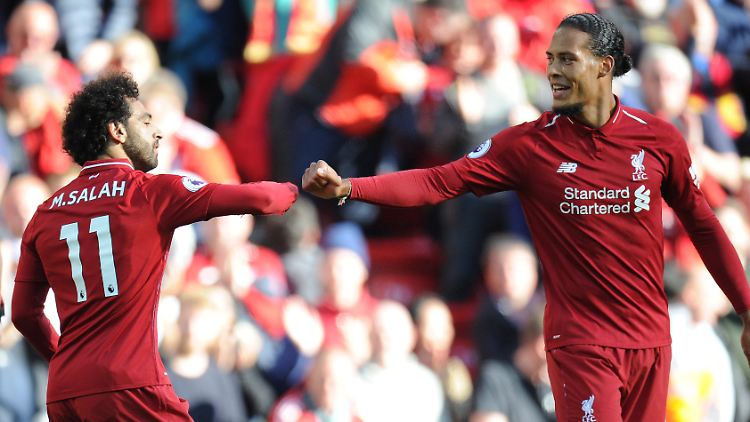 Vorne traf Mohamed Salah für den FC Liverpool, ...