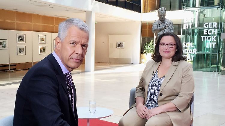 Andrea Nahles sprach in der Berliner Parteizentrale der SPD mit RTL-Chefmoderator Peter Kloeppel.
