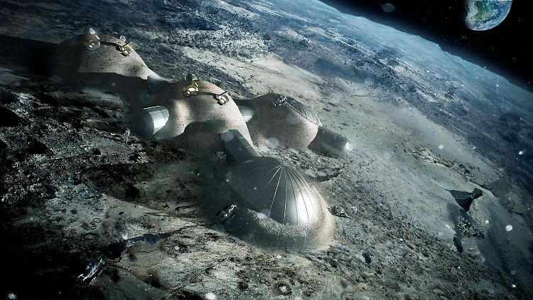 Eine Schicht aus 3d-Druck basierenden Mondstaub soll Gebäude und Personen auf dem Mond vor schädlicher Strahlung schützen.