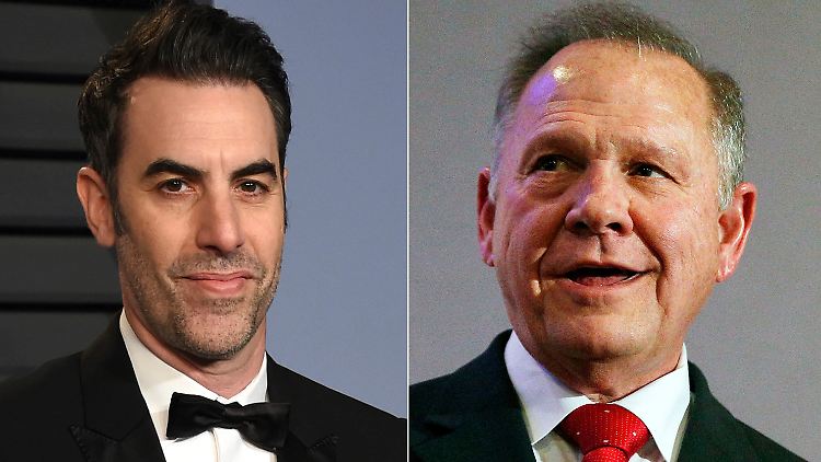 Komiker Sacha Baron Cohen (links) hat den Senatskandidaten Roy Moore hinters Licht geführt.