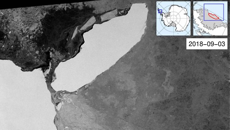 Der Eisberg A68 hat sich vollständig vom Larsen-C-Schelfeis gelöst und treibt langsam davon.