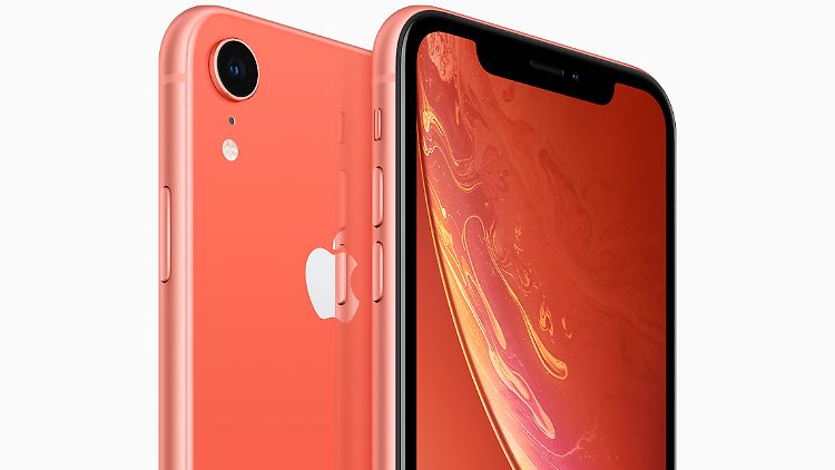 Das korallfarbene iPhone XR.