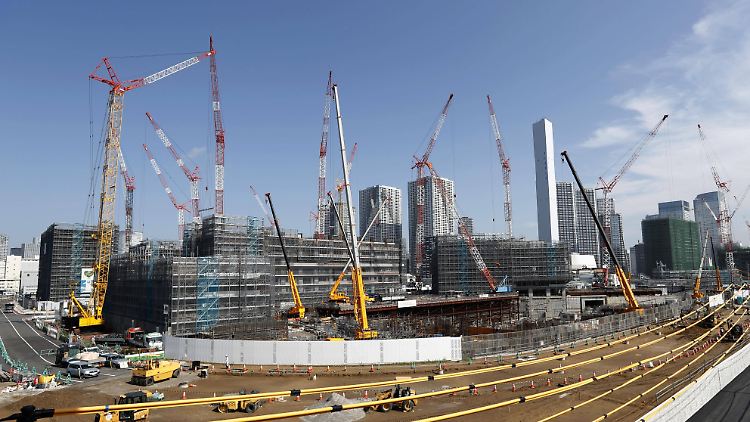 Japan geht es angeblich besser als erwartet: Blick auf die Arbeiten am Olympischen Dorf in Tokio für die Spiele 2020.