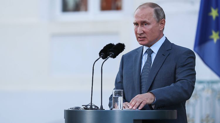 Wladimir Putin am 18. August 2018 auf Schloss Meseberg. 