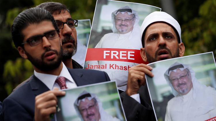 Menschenrechtsaktivisten demonstrieren nach dem Verschwinden des Journalisten Jamal Khashoggi. 