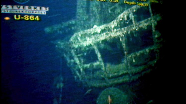 Das Wrack von U-864 liegt in vor der Insel Fedje in 150 Metern Tiefe.