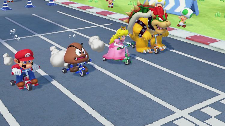 Immer kräftig in die Pedale treten - in Super Mario Party geht's auch sportlich zu. 