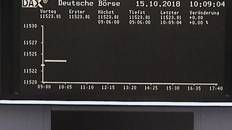 Das sieht nicht gut aus: Der Dax startet auf der Anzeigetafel in Frankfurt als gelähmte Linie in die neue Woche.