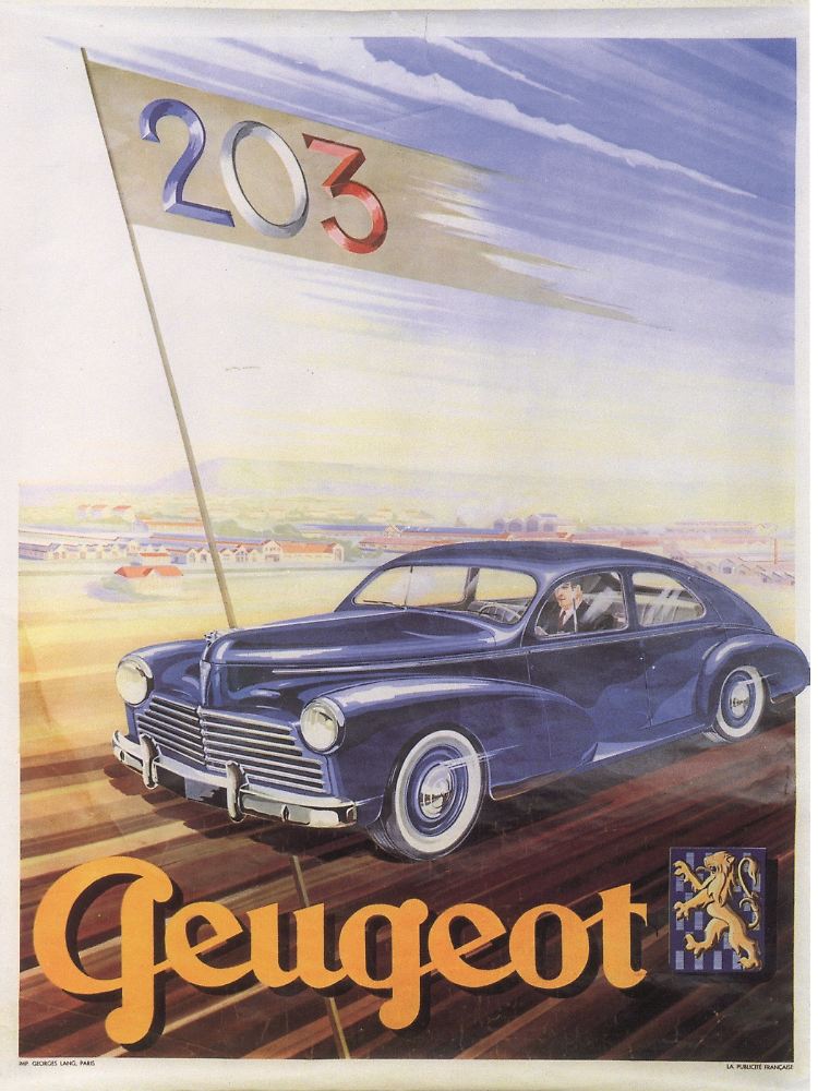 Die Formenfindung für den Typ 203 erfolgte während des Zweiten Weltkriegs, hier eine Werbung von 1949.
