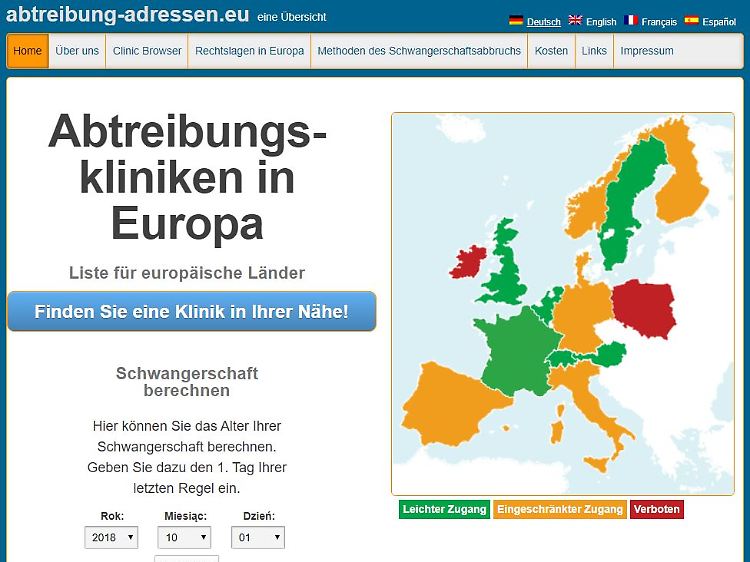 Die Website abtreibung-adressen.eu bietet eine Übersicht mit Ärztinnen und Ärzten, die Abbrüche durchführen.