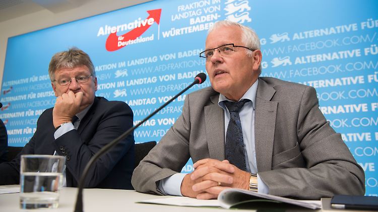 Emil Sänze (r.) gehört zu den Initiatoren des Aufrufs, der sich auch gegen Parteichef Meuthen (l.) richtet.