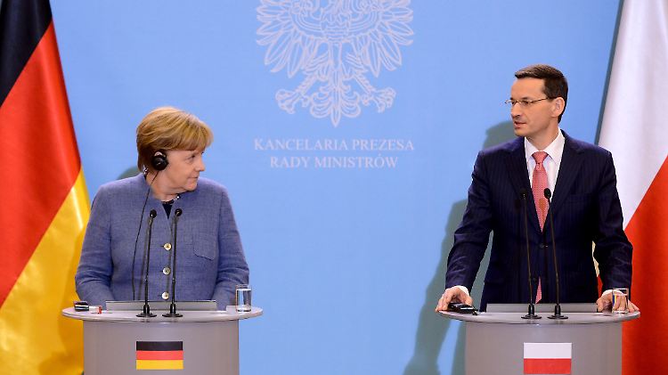 Merkel und Morawiecki beim Besuch des polnischen Regierungschefs in Berlin