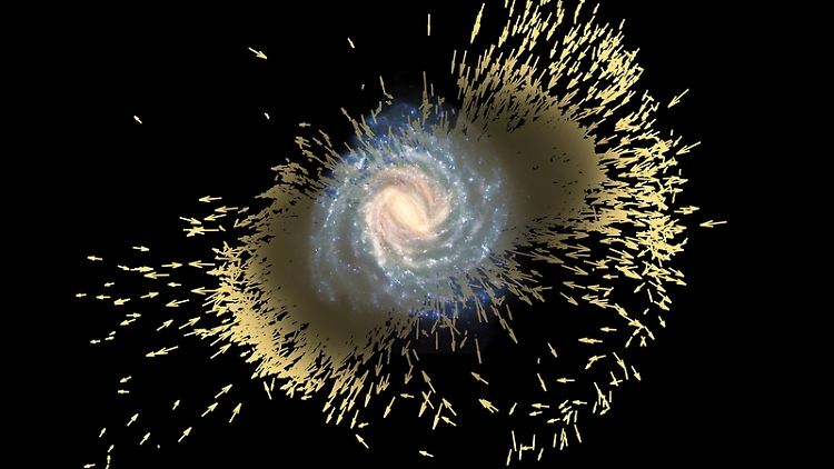 Trümmer der Gaia-Enceladus-Galaxie. Gaia-Enceladus verschmolz vor 10 Milliarden Jahren mit unserer Milchstraße während seiner frühen Entstehungsphase, seine Trümmer sind jetzt in der gesamten Galaxie zu finden.