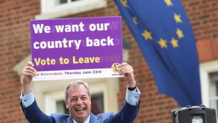 EU-Gegner Nigel Farage bei einer Veranstaltung. Nostalgische Rhetorik war auch im Wahlkampf zum Brexit-Referendum zu spüren.