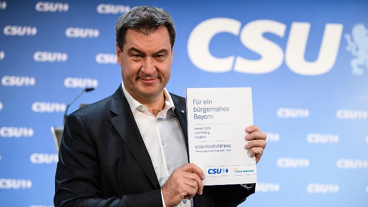 CSU-Ministerpräsident Markus Söder präsentiert den Koalitionsvertrag.