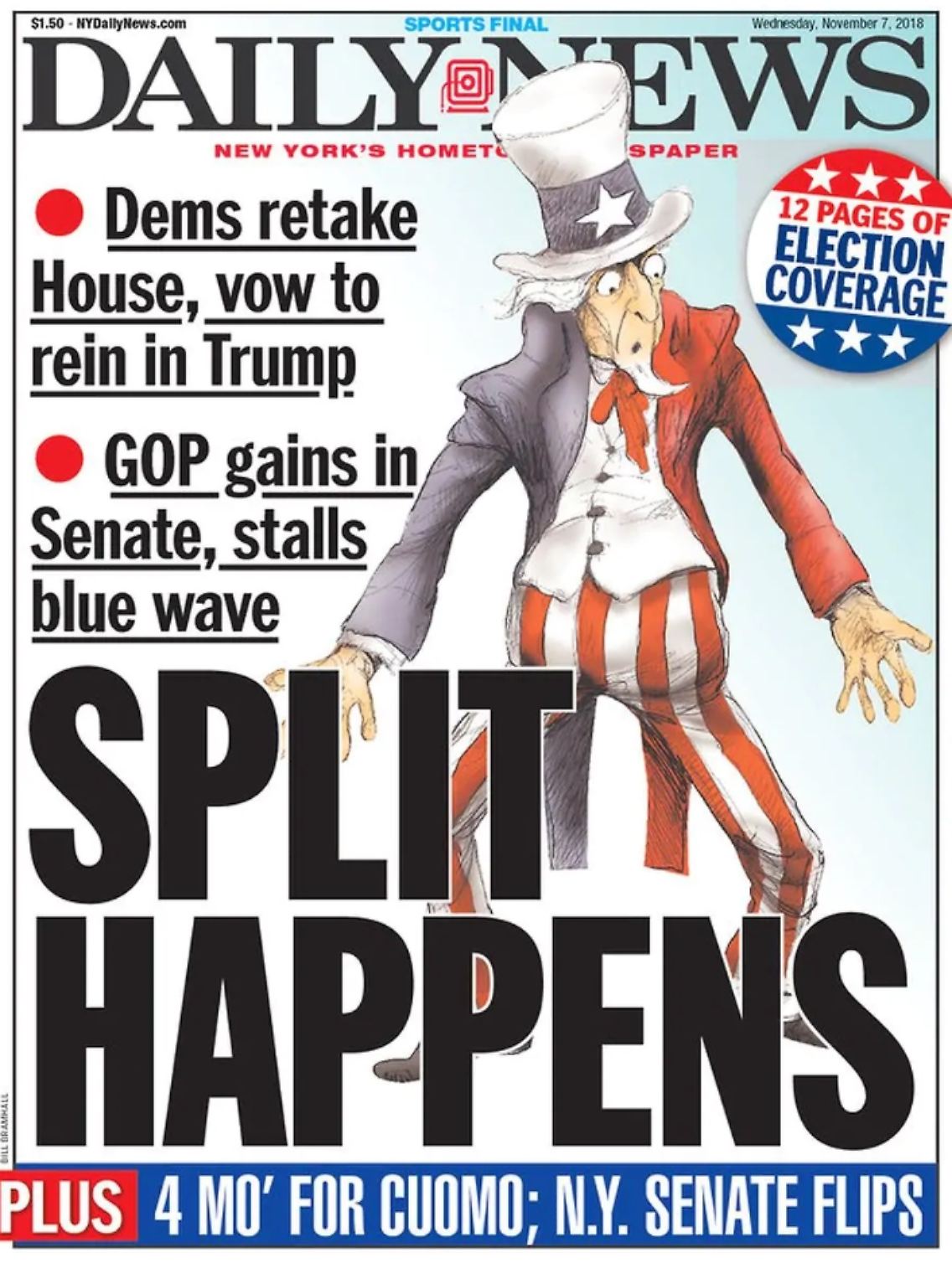 Das Titelblatt der "New York Daily News" am Morgen nach den Midterms.