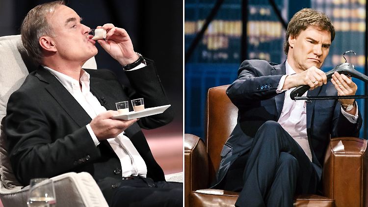 Georg Kofler gönnt sich ein Gläschen und Carsten Maschmeyer prüft die dicken Bügel.