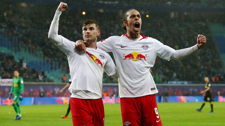 Leipziger Zweierlei: Timo Werner und Yussuf Poulsen.