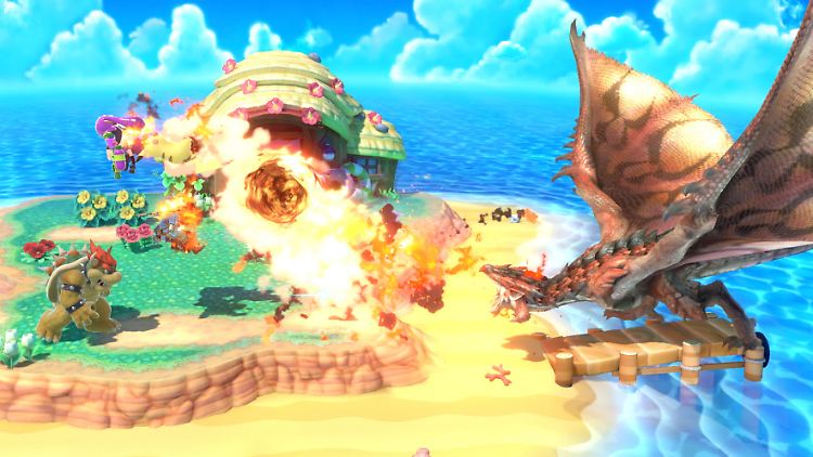 Figuren wie der Rathalos (r.) aus Capcoms "Monster Hunter" haben es ebenfalls ins Kämpfer-Roster geschafft.