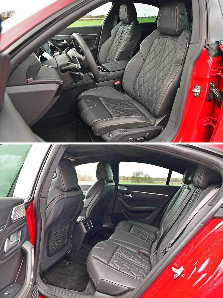Super bequeme Sitze im Peugeot 508. Leider scheint das Leder früh seine Gebrauchsspuren zu bekommen.