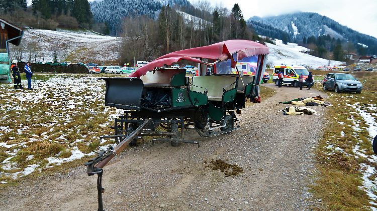 Eines der beiden Kutschgespanne nach dem Zusammenprall.