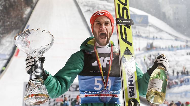 Schrie vor Glück: Markus Eisenbichler, Überraschungs-Tourneezweiter aus Deutschland.
