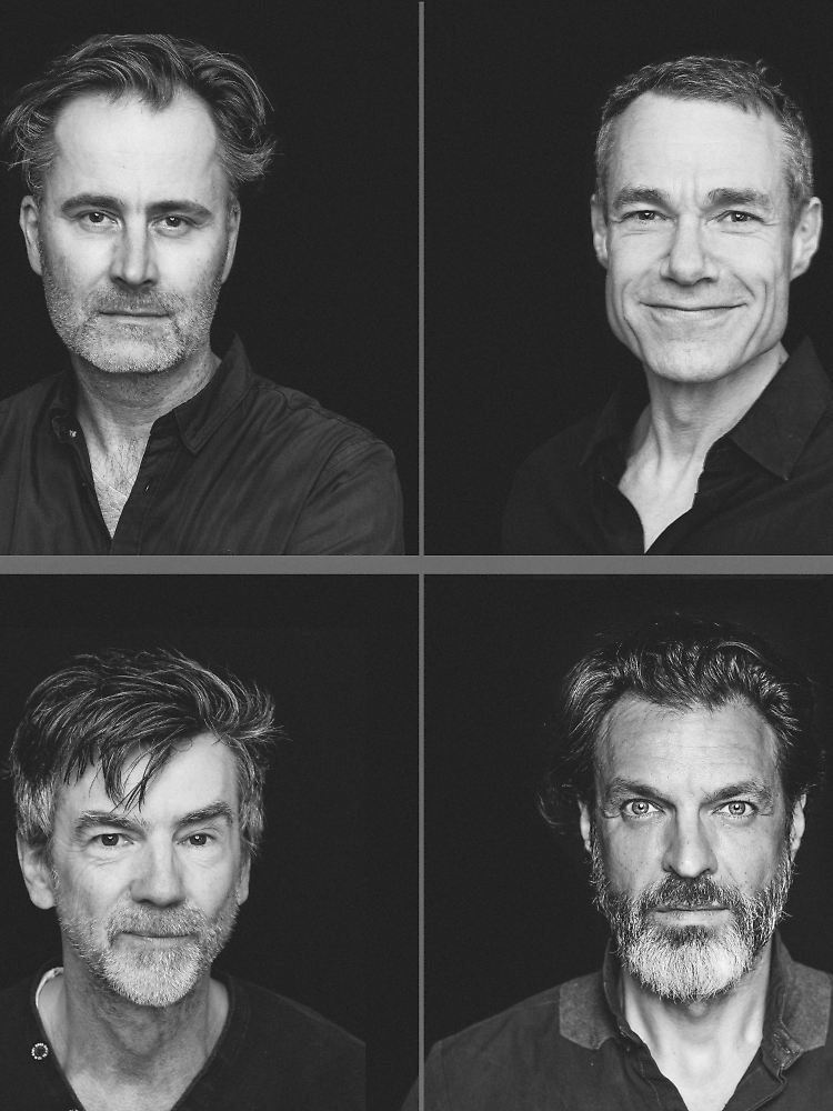 Dirk und Schlagzeuger Stefan Rager (oben), Gitarrist Jörn Heilbutt und Keyborder Louis C. Oberlander (unten). Bassist Christoph M. Kaiser ist bei der Reunion nicht dabei.