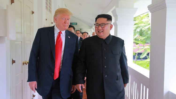 Trump und Kim bei ihrem ersten Treffen in Singapur.