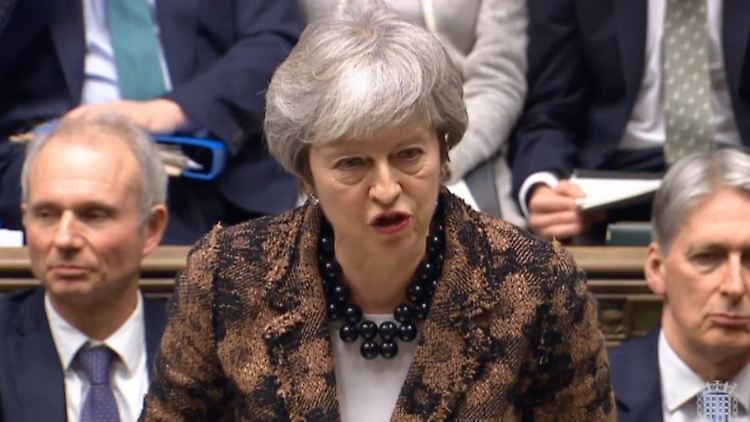 Theresa May während ihrer Rede im Unterhaus.