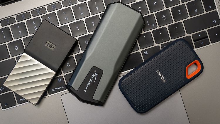 Die Western Digital My Passport SSD, die Kingston HyperX Savage Exo und die Sandisk Extreme Portable SSD.