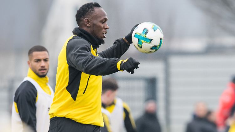 Als Trainingsgast bei Borussia Dortmund erregte Usain Bolt große Aufmerksamkeit.