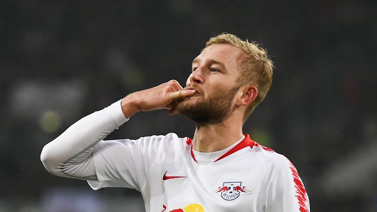 Leipzigs Konrad Laimer jubelt nach seinem Treffer. Er macht das letzte Tor des Spiels.