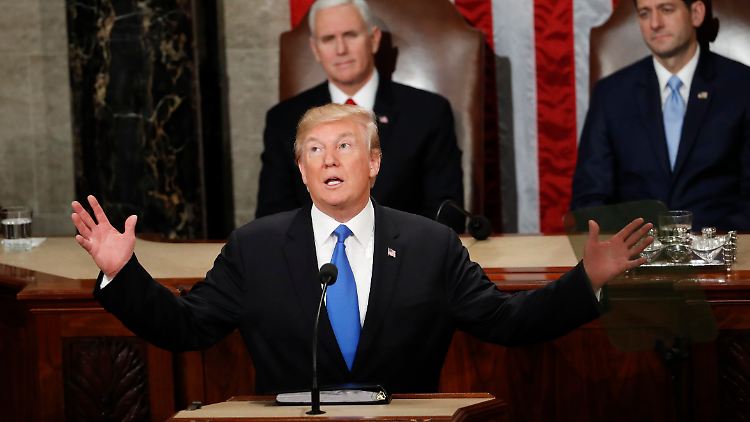 US-Präsident Donald Trump während seiner ersten Rede zur Lage der Nation.