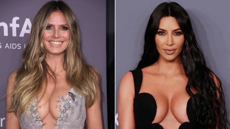 Wenn da mal nicht auch Kleber mit im Spiel ist: Heidi Klum (l.) und Kim Kardashian bei der amfAR-Gala.
