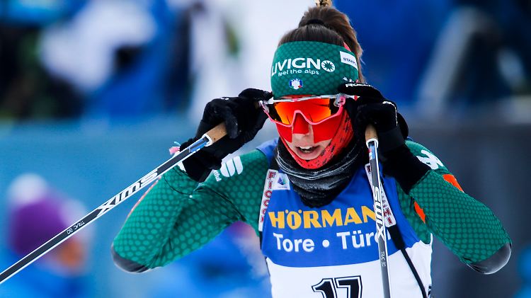 Gut eingepackt: Lisa Vittozzi , die mit der italienischen Staffel in Kanada Platz vier erreichte.