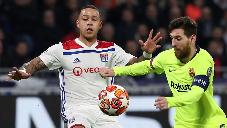 Lyons Depay und Barcas Messi: Nach dem 0:0 ist im Rückspiel für beide Teams alles möglich.