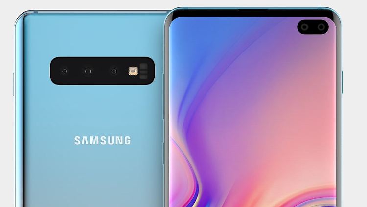 Das Galaxy S10+ mit zwei Frontkameras.