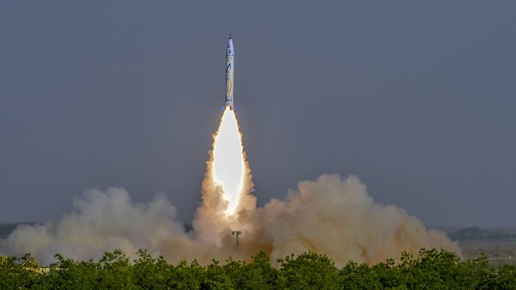 Die Rakete des chinesischen Startups OneSpace bei ihrem erfolgreichen Jungfernflug im Mai 2018.