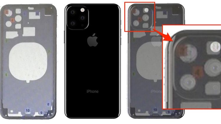 Die geleakten Baupläne des iPhone-XI-Gehäuses deuten auf eine Tripple-Kamera in einem quadratischen Sockel hin. Eventuell gibt's auch noch einen TOF-Sensor.