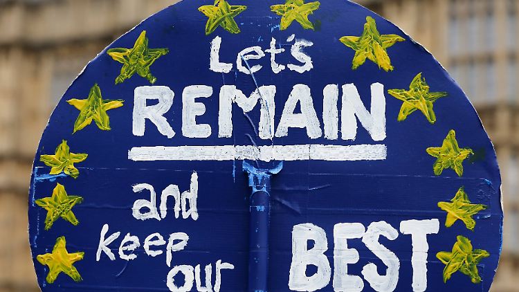 "Let's Remain" (Lasst uns in der EU bleiben): Zuletzt gingen in London mehr als eine Million Menschen gegen den Brexit auf die Straße.