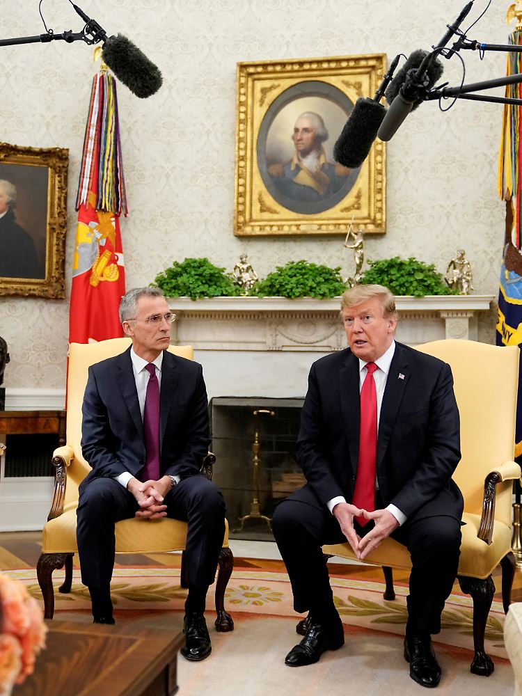 Auch Nato-Generalsekretär Stoltenberg ist zum Jubiläum nach Washington gekommen. Am Dienstag traf er Präsident Trump.