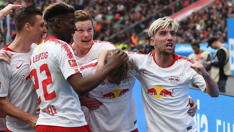 Läuft für sie: Leipzigs Fußballer in Leverkusen.