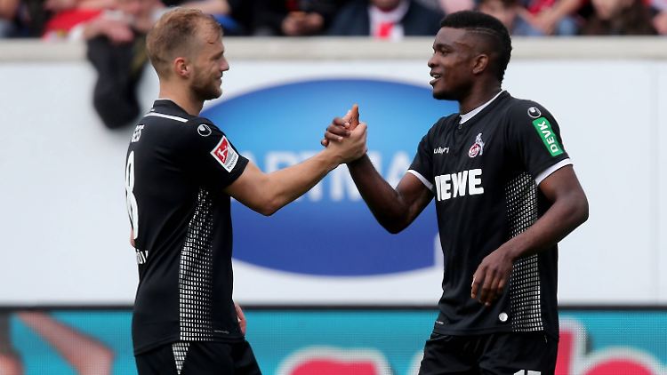 Johannes Geis (l.) und Jhon Cordoba dürfen spätestens seit dem souveränen Sieg des 1.FC Köln in Heidenheim für die erste Bundesliga planen.