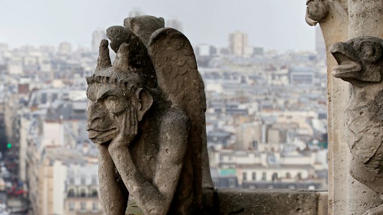 Die Steinfassade von Notre-Dame mit ihren Chimären blieb vom Feuer verschont - doch andere Teile der Kathedrale wurden zerstört.