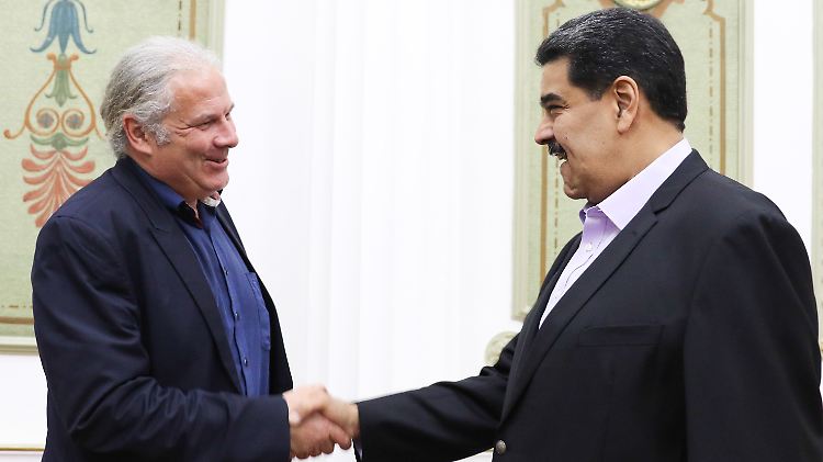 Andrej Hunko und Nicolás Maduro beim Treffen in Caracas.