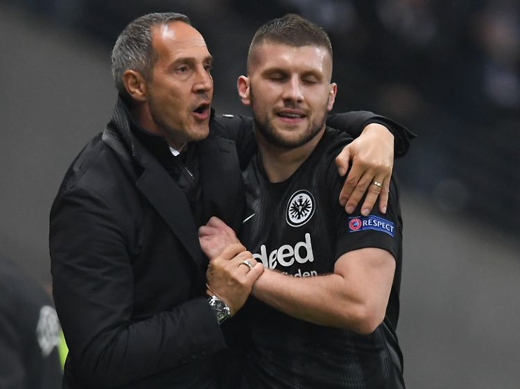 Zufrieden: Trainer Adi Hütter und Angreifer Ante Rebic - auch nach dem Heimspiel gegen Chelsea?