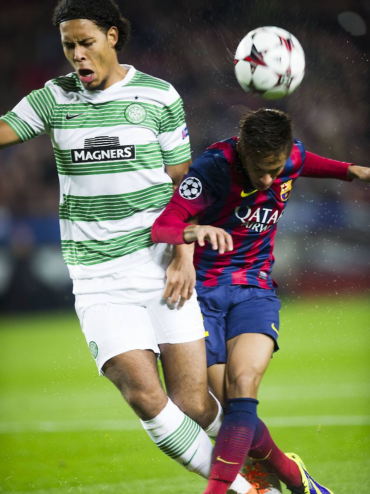 2013 konnte Virgil van Dijk Barcas Offensivwucht noch nicht stoppen: Mit Celtic Glasgow ging er in Nou Camp 1:6 unter, Neymar traf dreifach.
